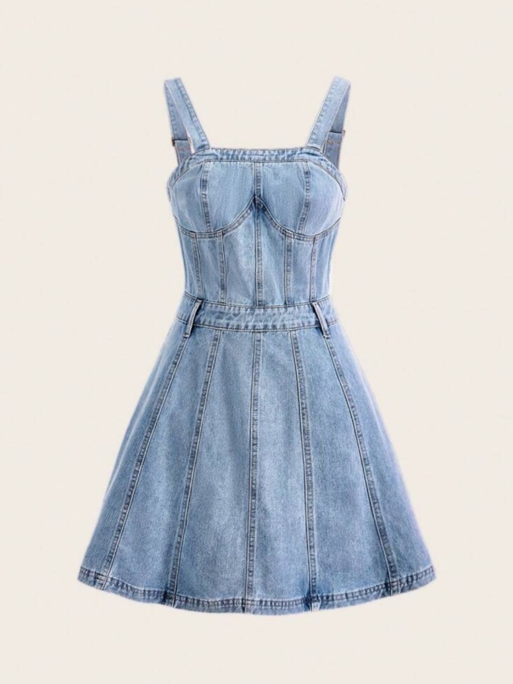 SHEIN Mod Solid Bustier Cami Denim Dress - Medium